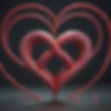 An abstract illustration of romantic love with intertwined hearts