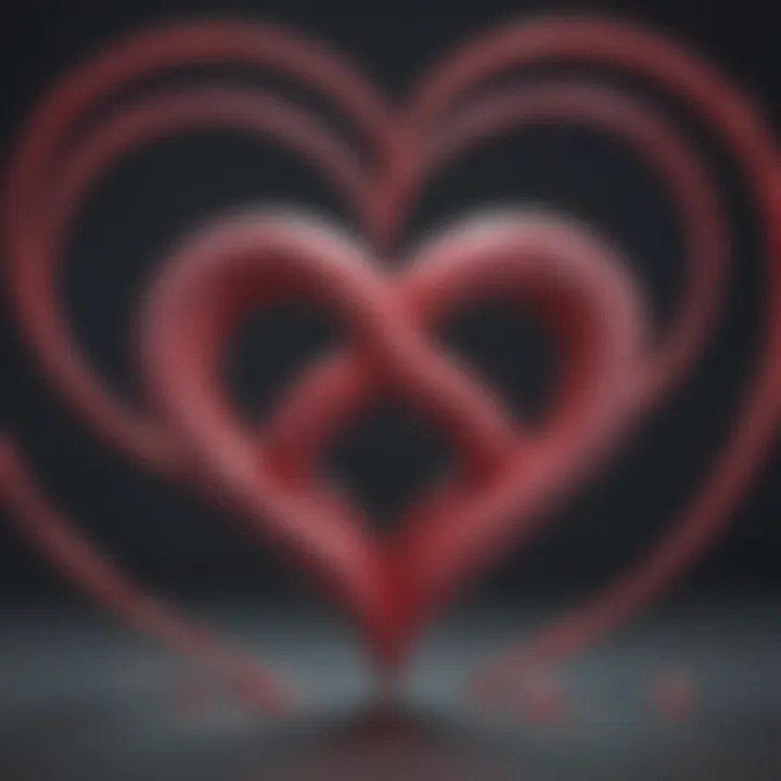An abstract illustration of romantic love with intertwined hearts