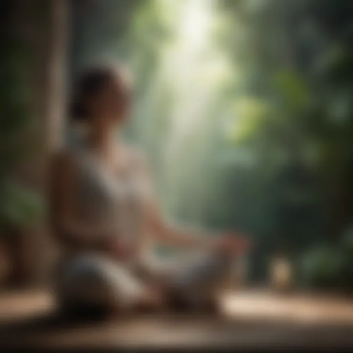 Person meditating in peaceful environment