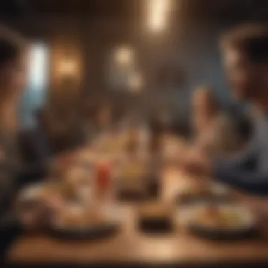 A gathering of friends sharing personal stories around a table.