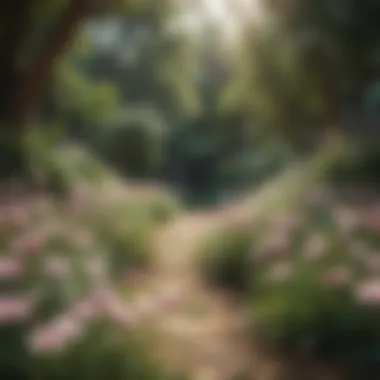 Tranquility in Bloom Illustration of a serene garden with blossoming flowers