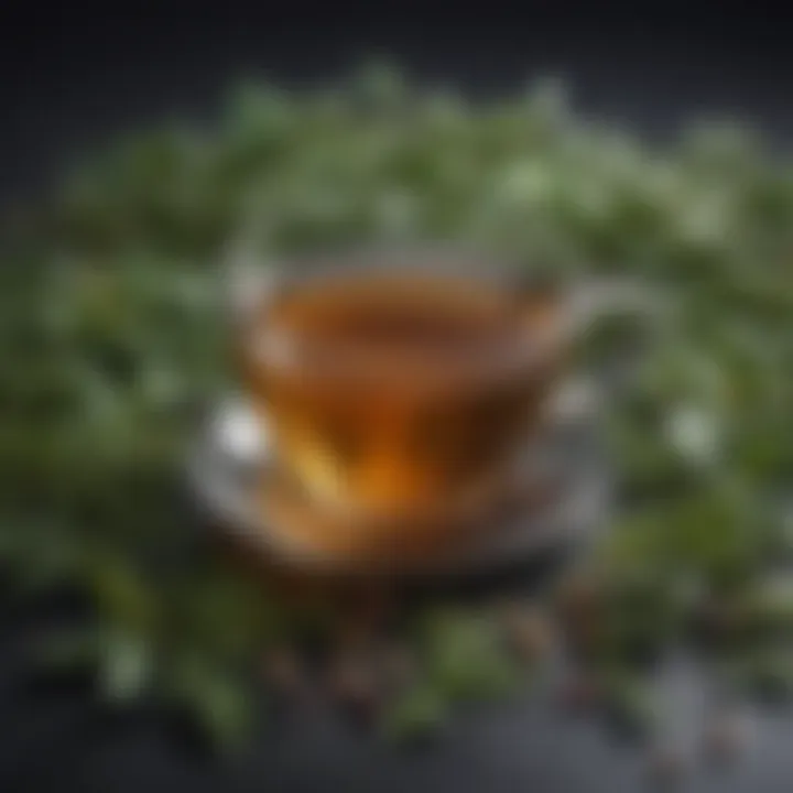 A serene setting featuring a variety of herbal tea leaves arranged artistically