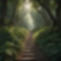 A winding path through a lush forest symbolizing personal growth
