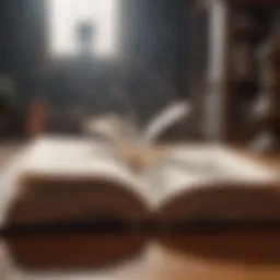 Open book with pages turning, symbolizing the journey through literature.