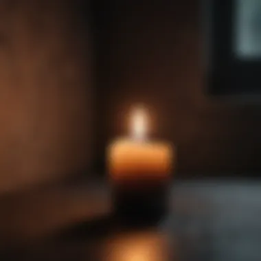 Flicker of Resilience in Darkness A candle burning brightly in a dark room, representing hope and resilience
