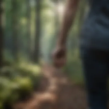 Nature Exploration Couple walking hand in hand through a serene forest