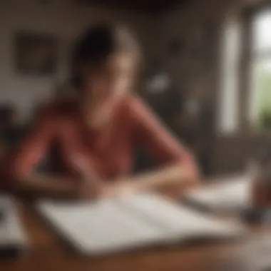 The Art of Journaling A thoughtful individual journaling their thoughts on a desk
