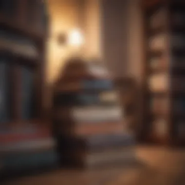 Diving into New Worlds Through Literature A stack of books with a cozy reading nook
