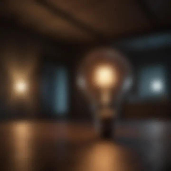 A light bulb illuminating a dark room illustrating innovative solutions.