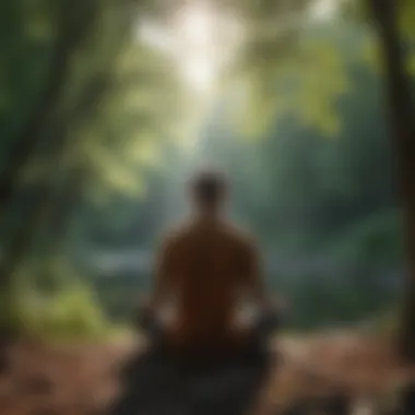 Person meditating in peaceful nature setting