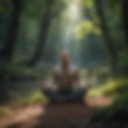 Person meditating in nature