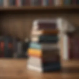 A stack of motivational books on a wooden table