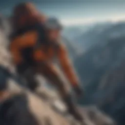A mountain climber reaching the summit