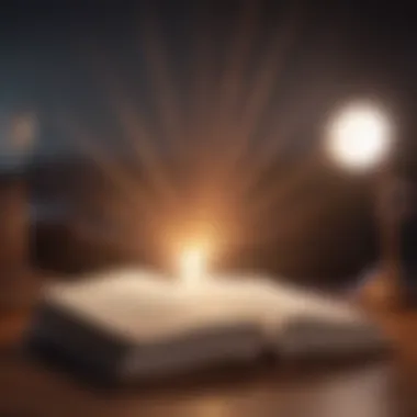 Illuminating Insights An open book with light shining on it, symbolizing enlightenment