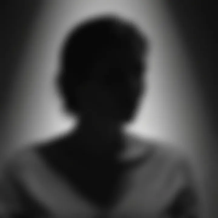 Abstract representation of guilt as a shadow over a person