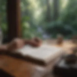 Thoughtful individual journaling in a serene environment