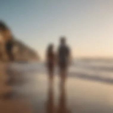 Couple walking hand in hand on a beach