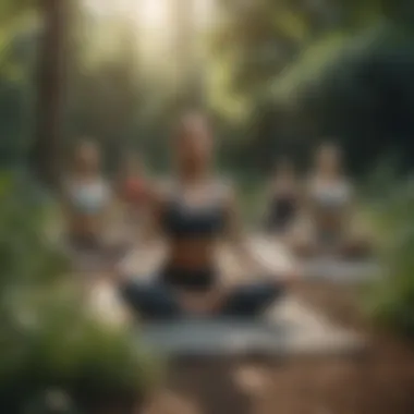 Yoga in Nature A group engaging in outdoor yoga surrounded by lush greenery