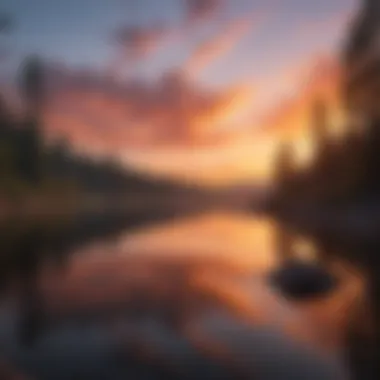 Serenity at Dusk Vibrant sunset over a serene lake reflecting colorful skies