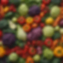 A vibrant assortment of colorful vegetables showcasing their diverse shapes and textures