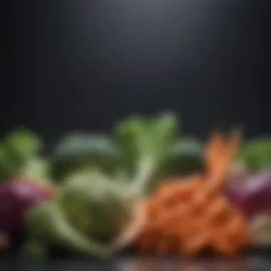 Fibrous Vegetables for Gut Health Close-up of fibrous vegetables highlighting their health benefits