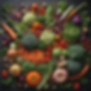 Vegetables and the Gut Microbiome Diagram illustrating the gut microbiome with vegetables as key players
