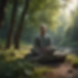 Person meditating in nature