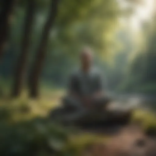 Person meditating in nature