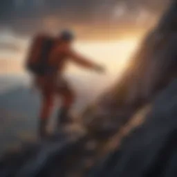 A mountain climber reaching the summit