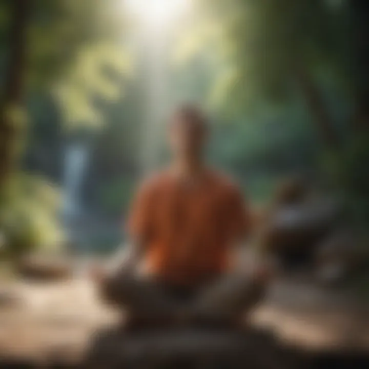 Person practicing meditation in a peaceful setting