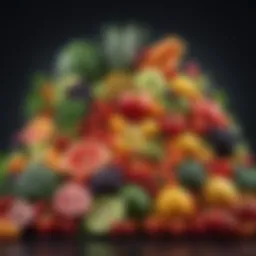 A vibrant array of colorful fruits and vegetables known for promoting gut health.