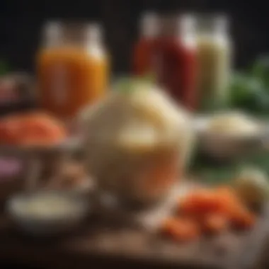 Fermented Foods for Gut Health A vibrant selection of fermented foods including sauerkraut and kimchi
