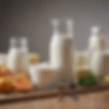 Probiotic-Rich Dairy Options A display of probiotic-rich yogurt and kefir