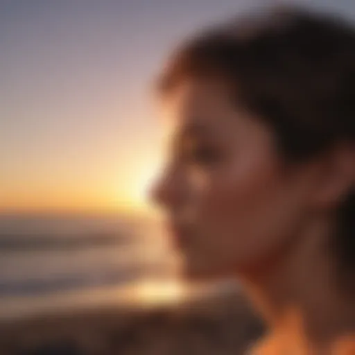 Illustration of a person gazing at a sunset