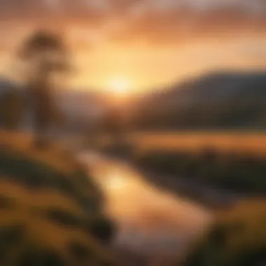 Morning Glow: Embracing the New Day with Gratitude Golden Sunrise illuminating a serene landscape