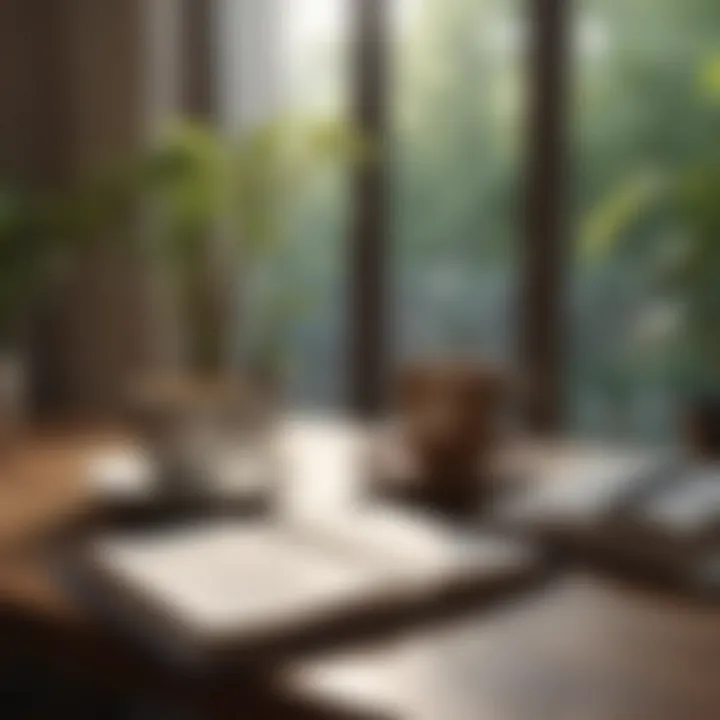 A serene workspace with a journal and coffee