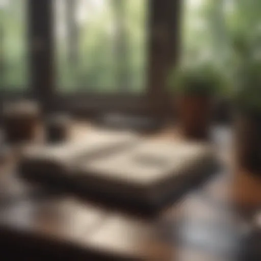A serene workspace with a journal and a pen