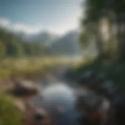 A serene landscape promoting emotional tranquility