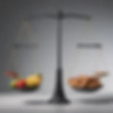Balancing Health Choices Illustration of a scale balancing healthy and unhealthy choices