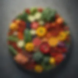 A vibrant assortment of fresh vegetables and fruits arranged beautifully.