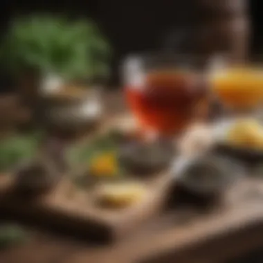 Aromatic Herbal Tea Selection Herbal tea assortment on wooden table