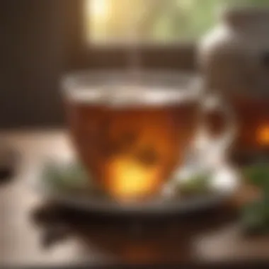 Warm cup of soothing herbal tea to support gut health