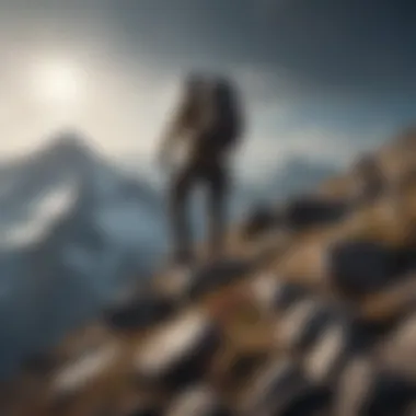 Achievement A person reaching the summit of a mountain, embodying achievement