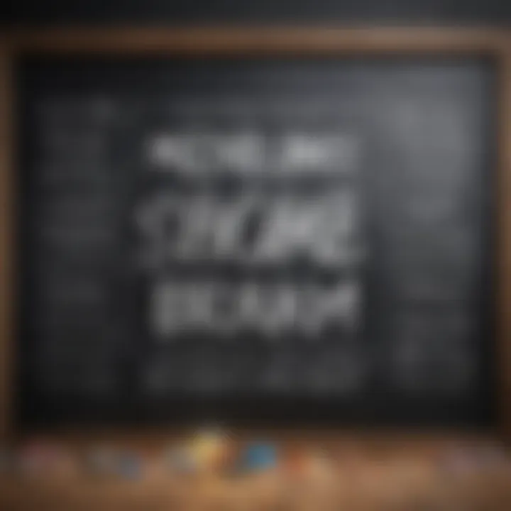 A collection of inspiring words and phrases on a chalkboard