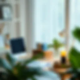 A serene workspace with calming elements
