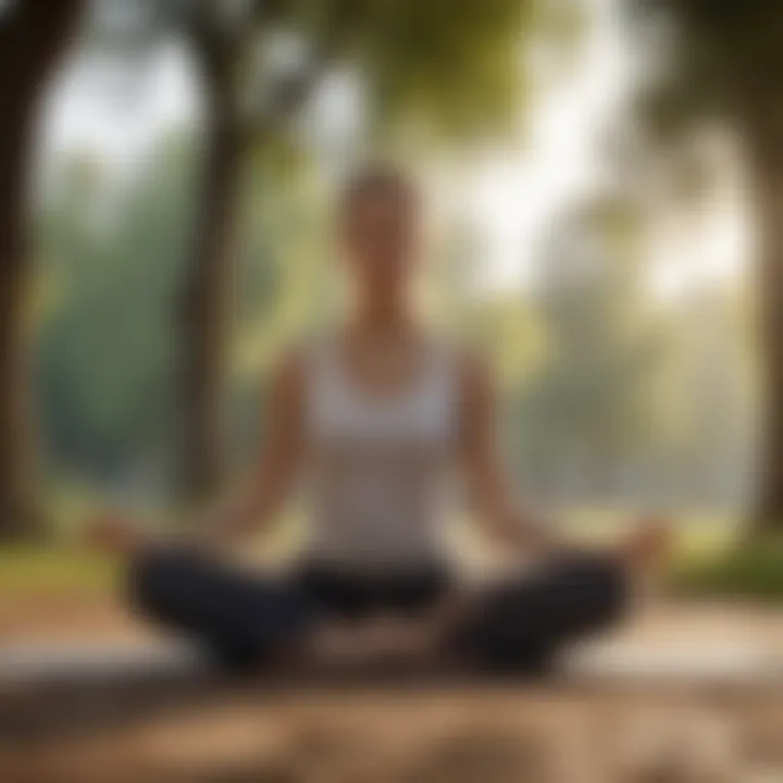 A person practicing yoga in a quiet park setting