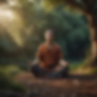 Person meditating in serene setting