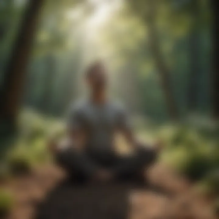 A person meditating in nature, depicting mindfulness