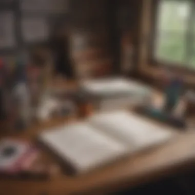 Cultivating Inspiration: A Workspace for Creativity An organized workspace featuring a journal, colorful pens, and inspirational quotes
