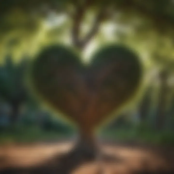 Heart-shaped tree depicting growth and flourishing love